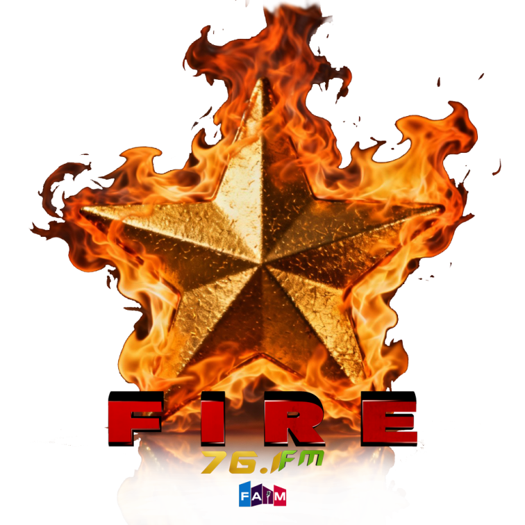FIRE 76.1FM Flaming Gold Star